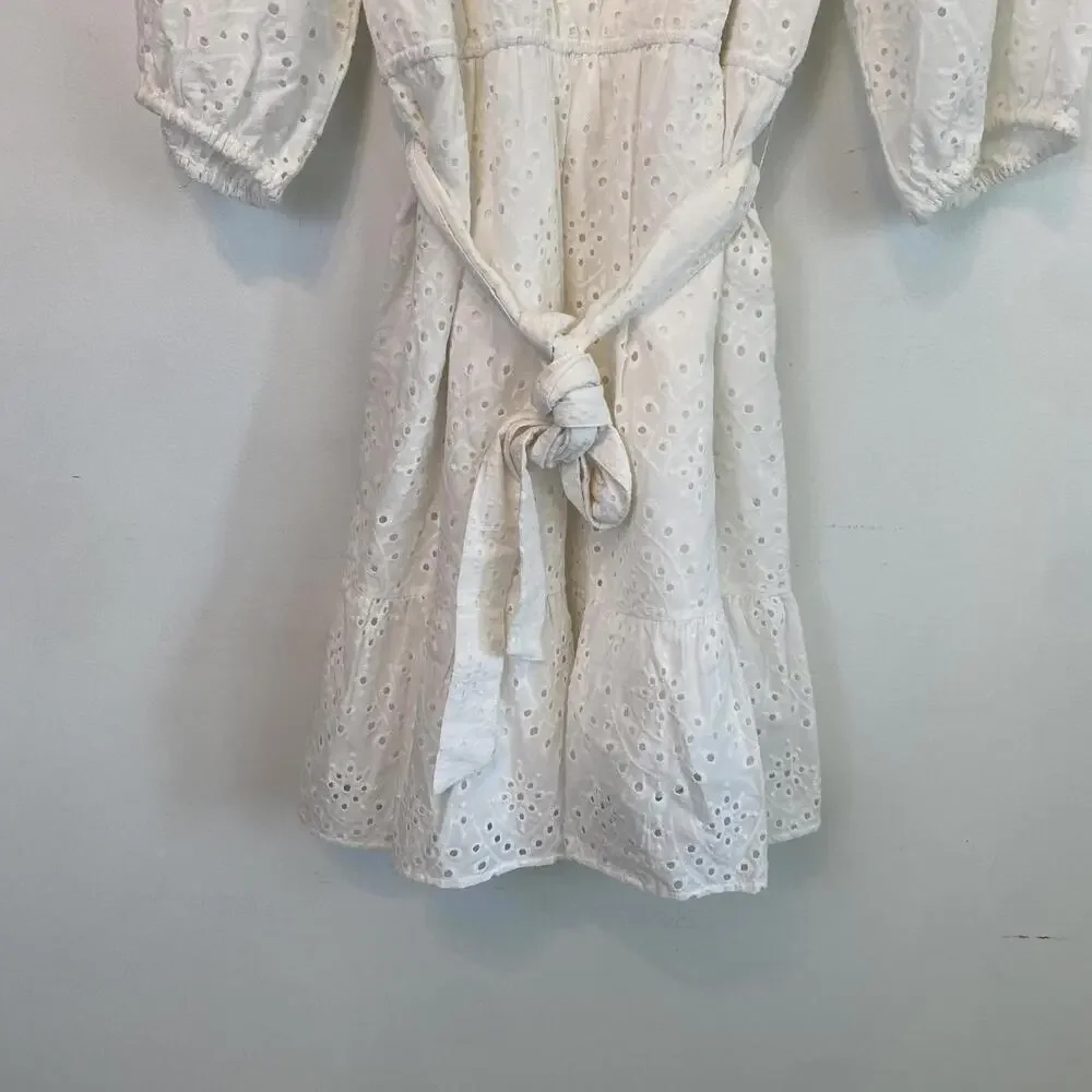 ELOQUII white eyelet long sleeve mini dress - Picture 4 of 6